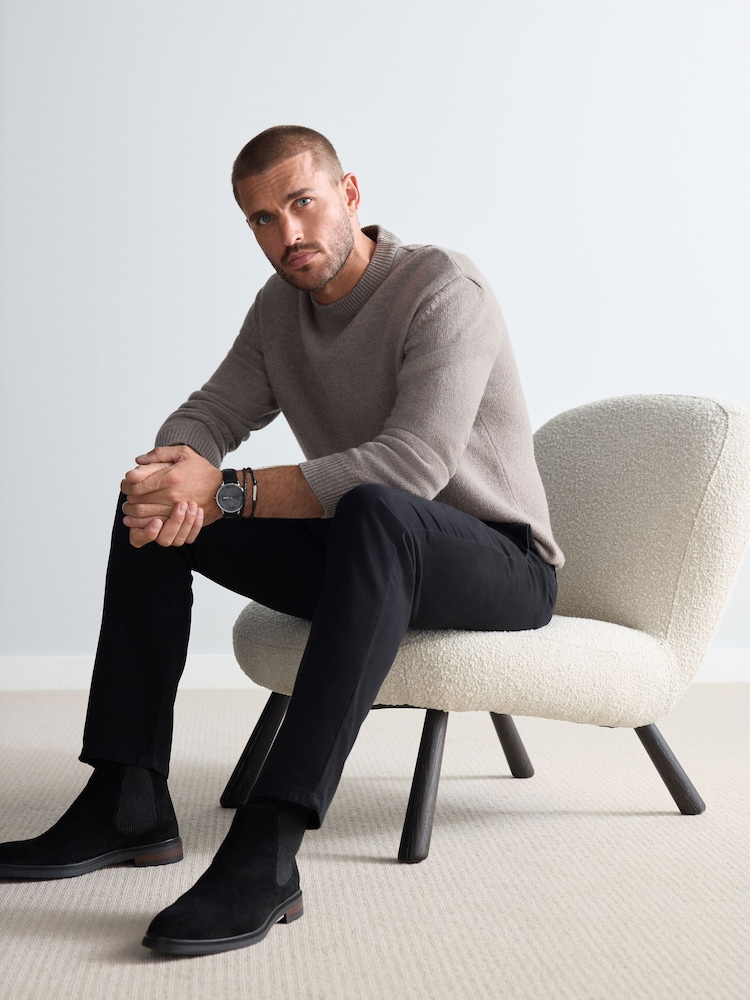 Neutral Plain Regular Fit 100% Lambswool Premium Jumper - Image 2 of 5