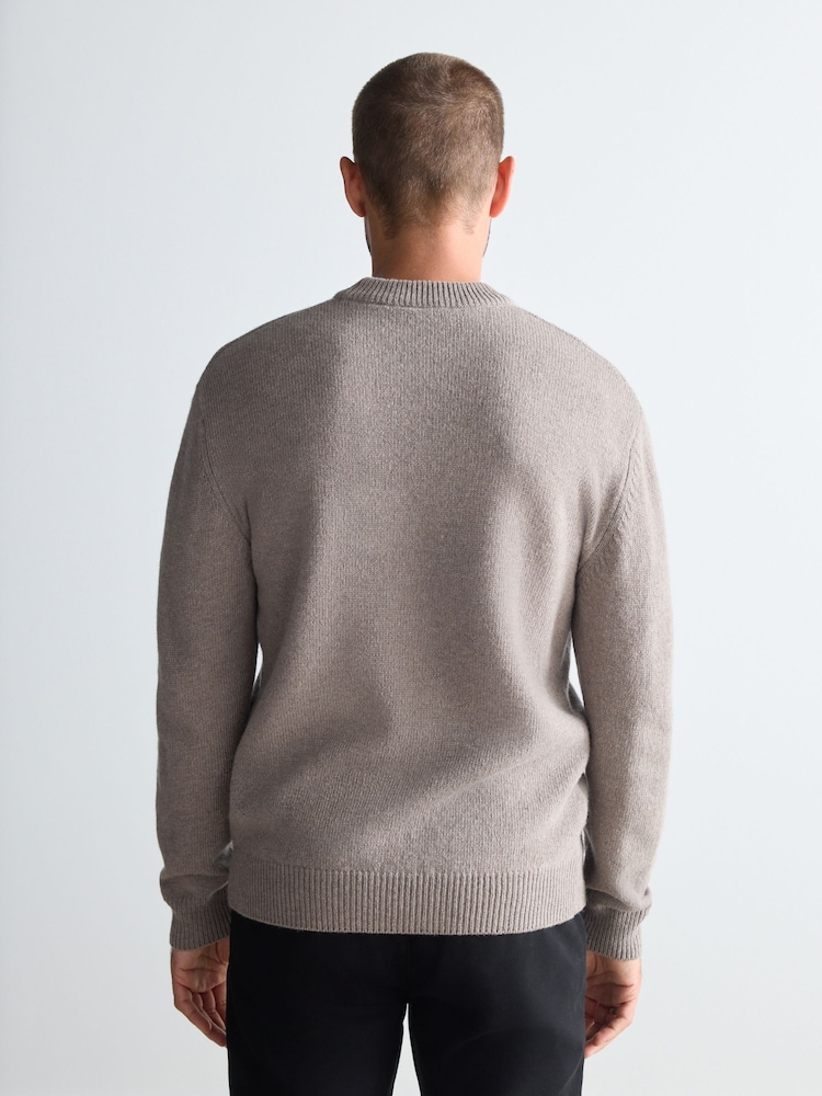 Neutral Plain Regular Fit 100% Lambswool Premium Jumper - Image 2 of 5