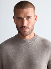 Neutral Plain Regular Fit 100% Lambswool Premium Jumper - Image 4 of 5