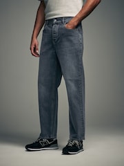 Blue Grey Tint Relaxed Fit Vintage Wash Denim Jeans - Image 1 of 10