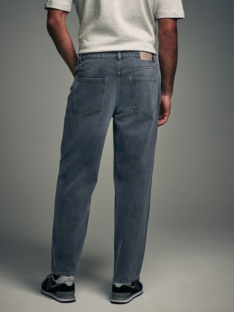 Blue Grey Tint Relaxed Fit Vintage Wash Denim Jeans - Image 2 of 10