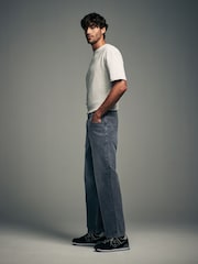 Blue Grey Tint Relaxed Fit Vintage Wash Denim Jeans - Image 3 of 10