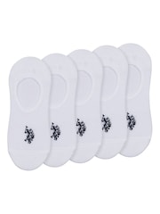 U.S. Polo Assn. White Invisible Mens Trainer Socks 5 Pack - Image 1 of 3