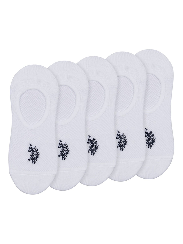 U.S. Polo Assn. White Invisible Mens Trainer Socks 5 Pack - Image 1 of 3