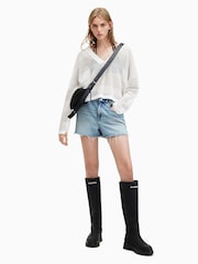 AllSaints White AllSaints Green Misha V-Neck Jumper - Image 3 of 7