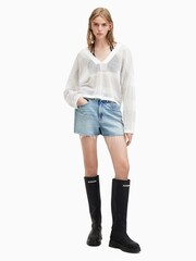 AllSaints White AllSaints Green Misha V-Neck Jumper - Image 5 of 7