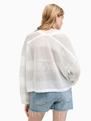 AllSaints White AllSaints Green Misha V-Neck Jumper - Image 6 of 7