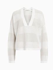 AllSaints White AllSaints Green Misha V-Neck Jumper - Image 7 of 7
