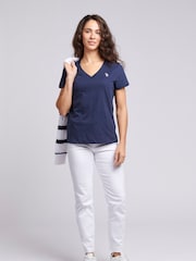 U.S. Polo Assn. Dark Blue Womens Regular Fit V-Neck T-Shirt - Image 3 of 7