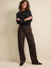 أسود - Long Sleeve Gathered Sides Blouse - صورة 2 من 7