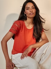 Orange - Jdy Broderie Bluse mit Rüschendetail - Bild 1 von 5