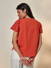 Orange - Jdy Broderie Bluse mit Rüschendetail - Bild 2 von 5