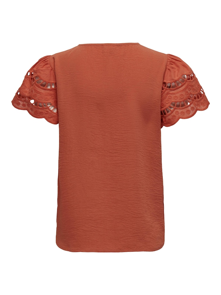 Orange - Jdy Broderie Bluse mit Rüschendetail - Bild 5 von 5