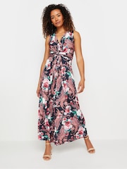 M&Co Navy Blue Paisley Floral Print Knot Maxi Dress - Image 2 of 6