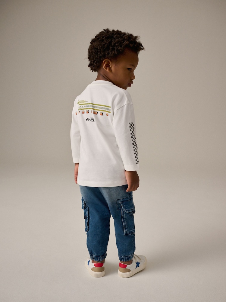 White Racing Car Long Sleeve Transport T-Shirt (3mths-7yrs) - Image 2 of 7