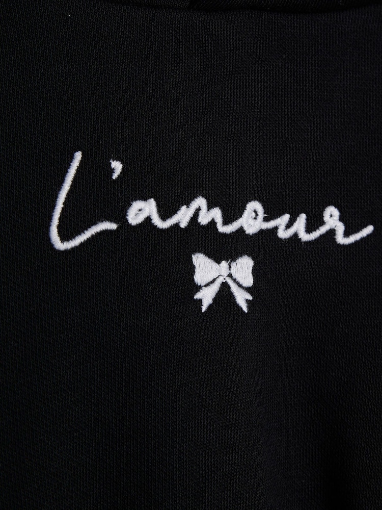 River Island Black Girls Cinch 100% Cotton Hoodie and Leggings Set - Image 4 of 4