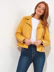Joe Browns Yellow Cropped Leather Jacket - Image 2 of 5