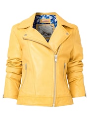 Joe Browns Yellow Cropped Leather Jacket - Image 5 of 5