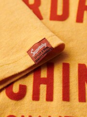 Superdry Yellow Workwear Flock Graphic T-Shirt - Image 6 of 6