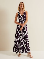 Phase Eight Purple Palmer Leaf Maxi Dress - Image 1 of 6