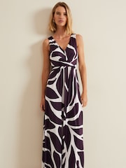 Phase Eight Purple Palmer Leaf Maxi Dress - Image 3 of 6