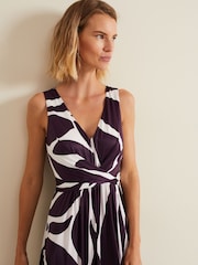 Phase Eight Purple Palmer Leaf Maxi Dress - Image 4 of 6