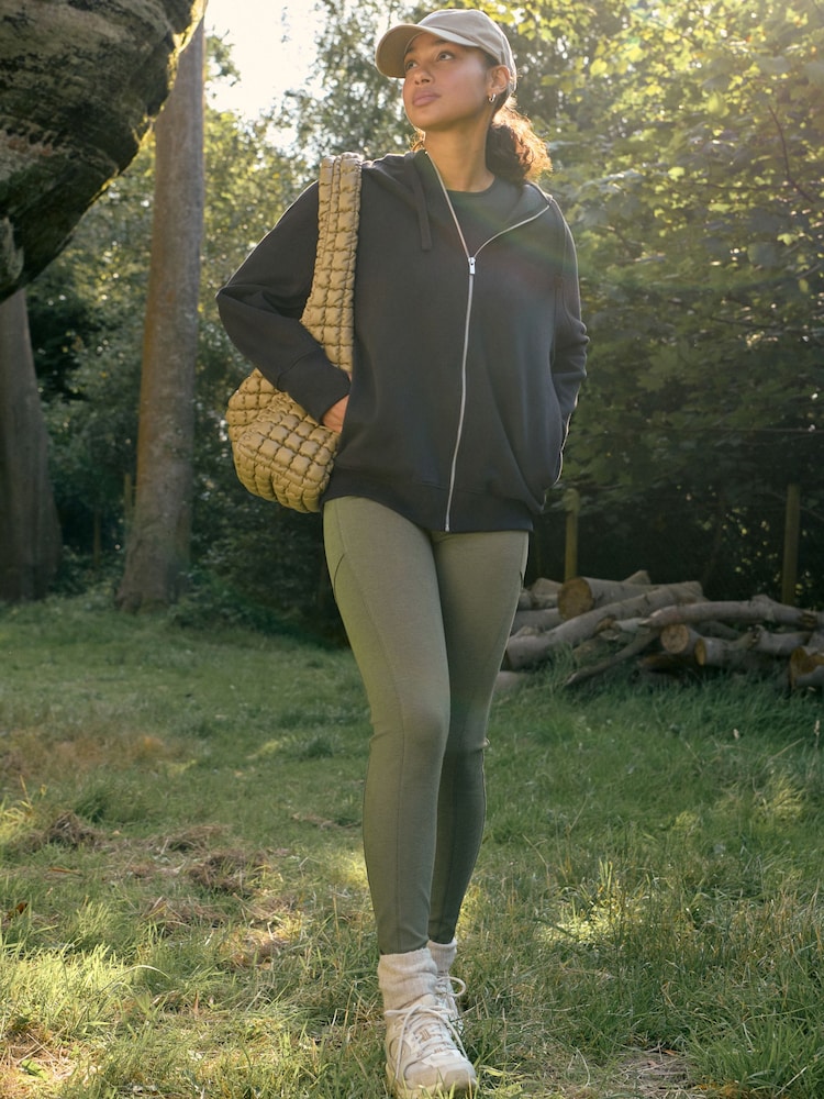 Khaki Green Elements Fleece Lined Leggings - Image 1 of 7
