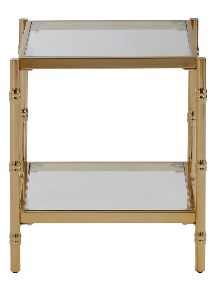 Interiors by Premier Gold Clear Kensington Townhouse Two Tier Square Side Table - Image 1 of 2 Interiors by Premier Gold Clear Kensington Townhouse Two Tier Square Side Table - Image 1 of 2