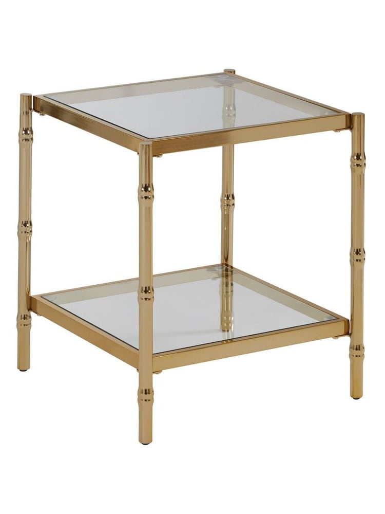 Interiors by Premier Gold Clear Kensington Townhouse Two Tier Square Side Table - Image 2 of 2 Interiors by Premier Gold Clear Kensington Townhouse Two Tier Square Side Table - Image 2 of 2