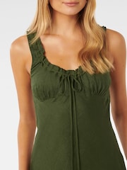 Forever New Green Pure Linen Etta Bow Tie Midi Dress - Image 2 of 4