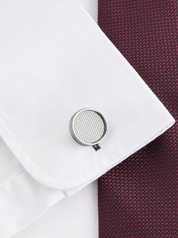 Silver Round Carbon Cufflinks - Image 3 of 3
