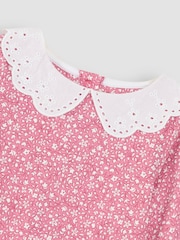 JoJo Maman Bébé Pink Floral Broderie Collar Top - Image 3 of 3