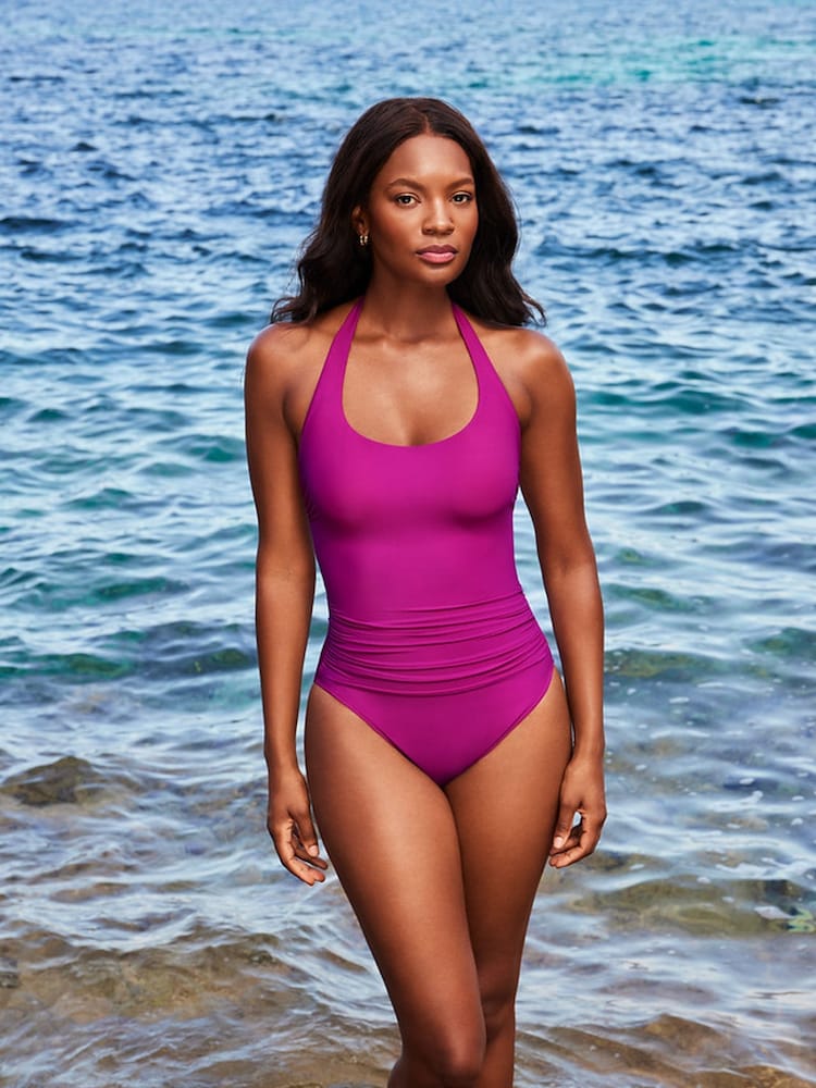 Miraclesuit Purple Tummy Control Utopia Halterneck Swimsuit - Image 1 of 5