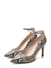 Moda in Pelle Natural Cristel Swirl Cut Topline Ankle Strap Court Shoes - Image 2 of 4