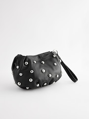 Black Leather Studded Clutch Bag - Image 3 of 7