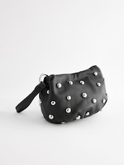 Black Leather Studded Clutch Bag - Image 4 of 7