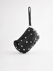 Black Leather Studded Clutch Bag - Image 5 of 7