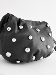 Black Leather Studded Clutch Bag - Image 6 of 7