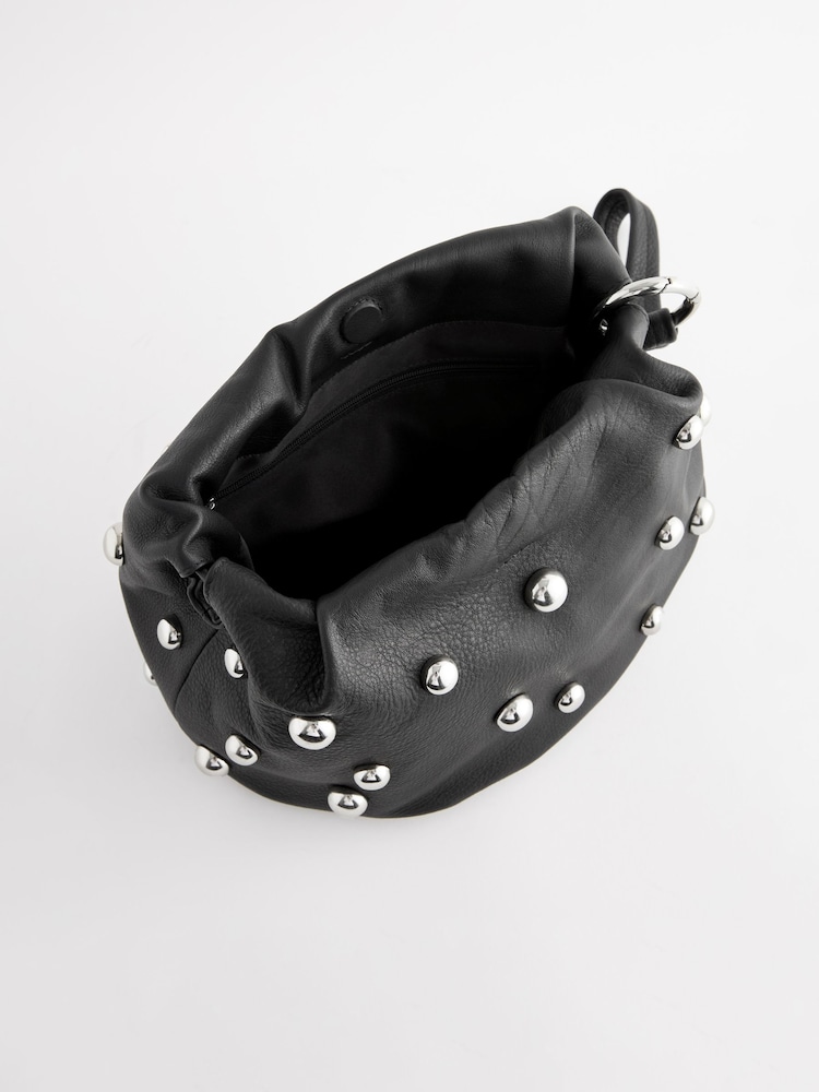 Black Leather Studded Clutch Bag - Image 7 of 7