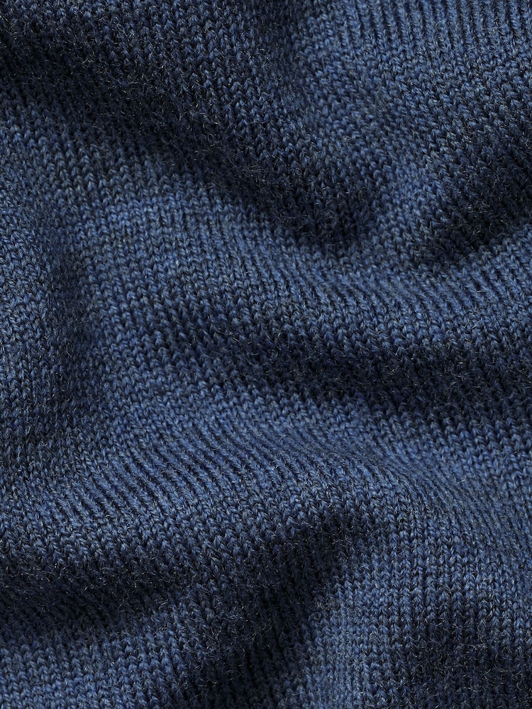 Charles Tyrwhitt Sky Blue Pure Merino Quarter Zip Jumper - Image 5 of 5