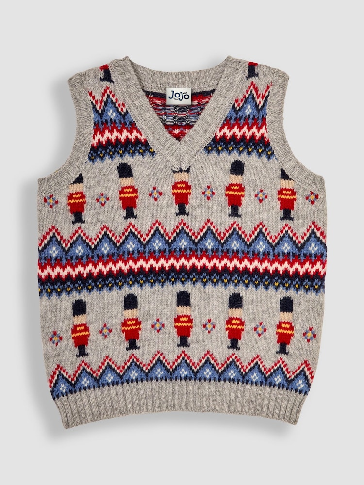 JoJo Maman Bébé Grey Marl Soldier Knit Tank Top - Image 1 of 3
