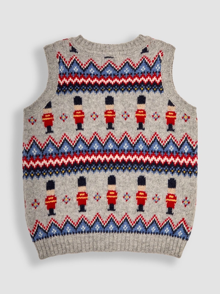 JoJo Maman Bébé Grey Marl Soldier Knit Tank Top - Image 2 of 3