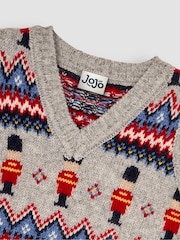 JoJo Maman Bébé Grey Marl Soldier Knit Tank Top - Image 3 of 3