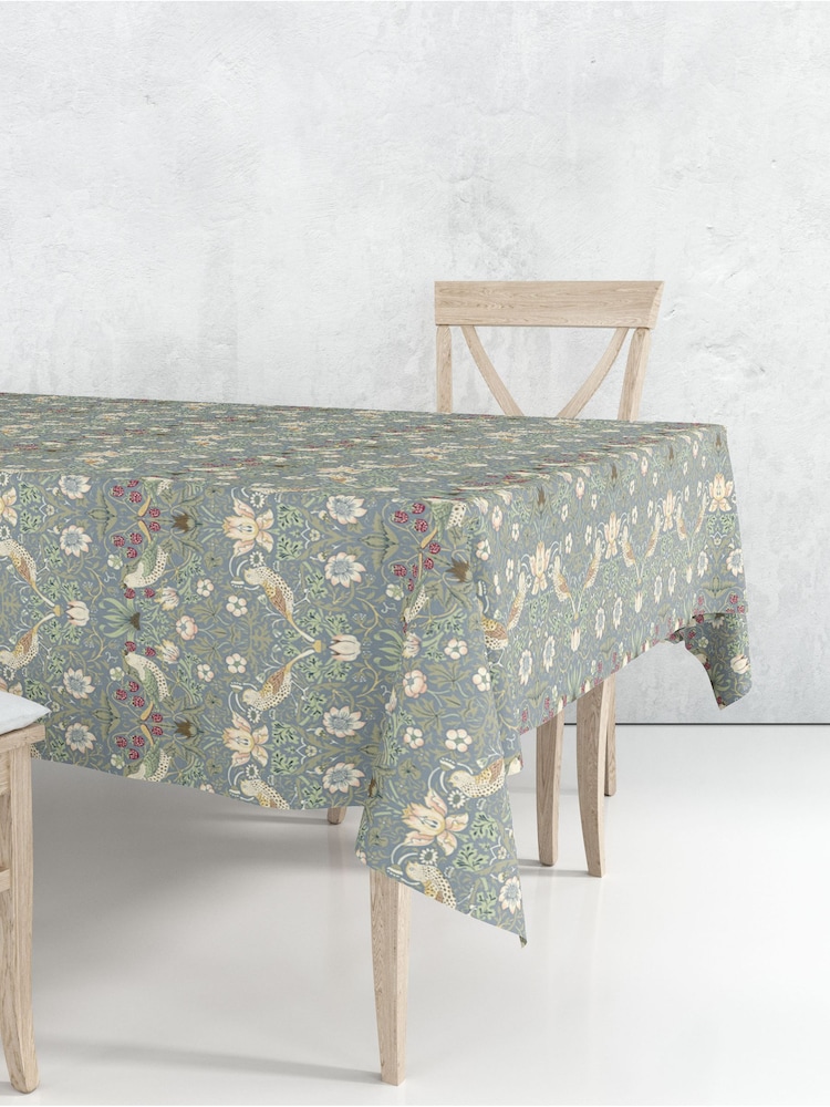 William Morris Gallery Blue Strawberry Thief 100% Cotton Table Cloth - Image 1 of 2