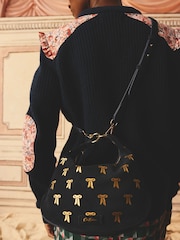 Cath Kidston Navy Suede Bow Cross-Body Bag - Image 2 of 9