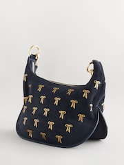 Cath Kidston Navy Suede Bow Cross-Body Bag - Image 4 of 9