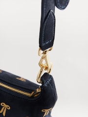 Cath Kidston Navy Suede Bow Cross-Body Bag - Image 5 of 9