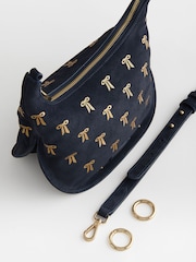 Cath Kidston Navy Suede Bow Cross-Body Bag - Image 8 of 9