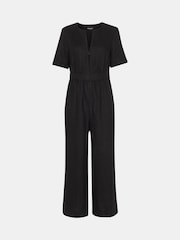 Whistles Black Petite Linen Cosima Jumpsuit - Image 5 of 5