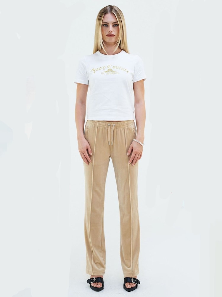 Juicy Couture Cream Velour Track Joggers - Image 1 of 5